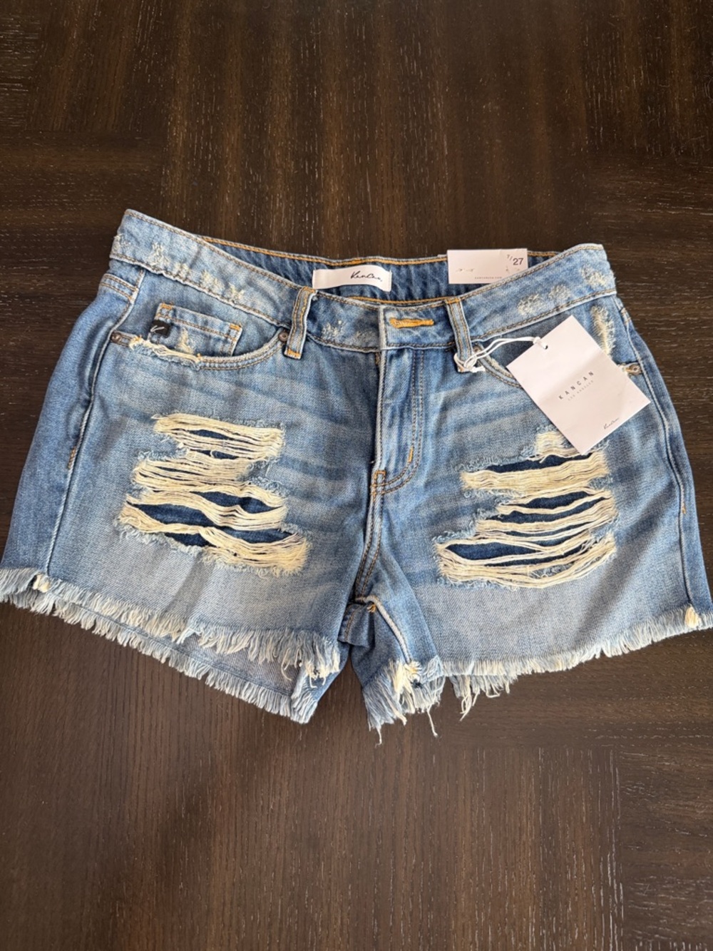 KanCan Light Wash Distressed Denim Cutoff Shorts